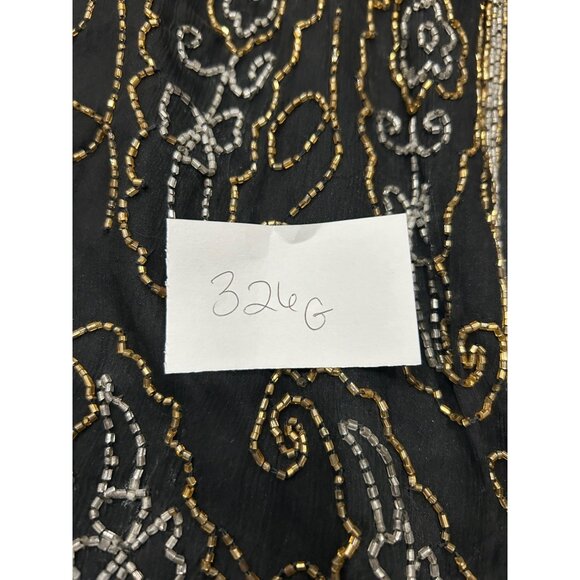 Vintage J.M.C. Beaded Paisley Floral Cardigan Jacket Black Gold Sz 3X Retro - Picture 9 of 10